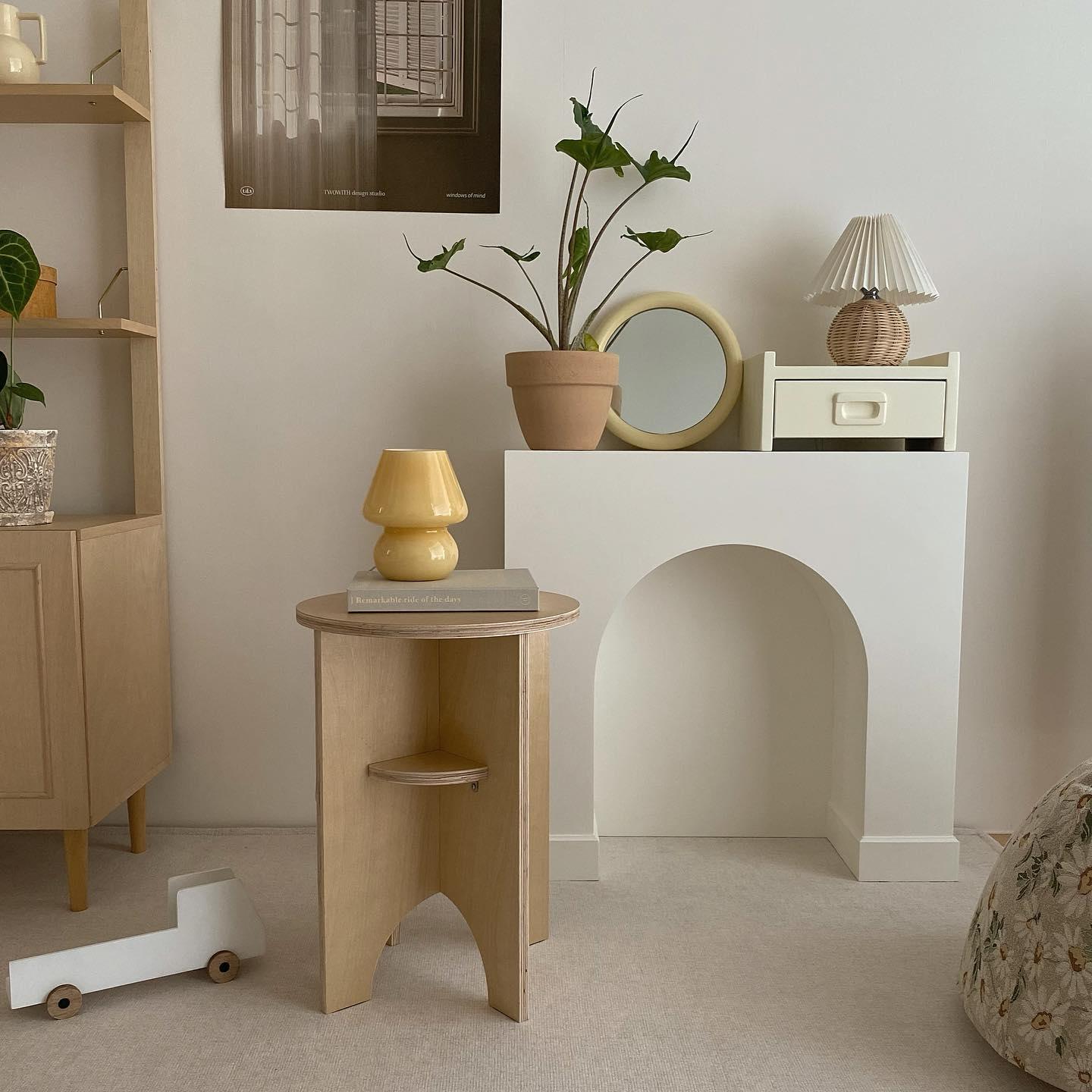 Rattan Pleated Table lamp ∅ 9.4″ x H 11″ / Dia 24cm x H 28cm / White & Nature rattan / USB Plug 灯具