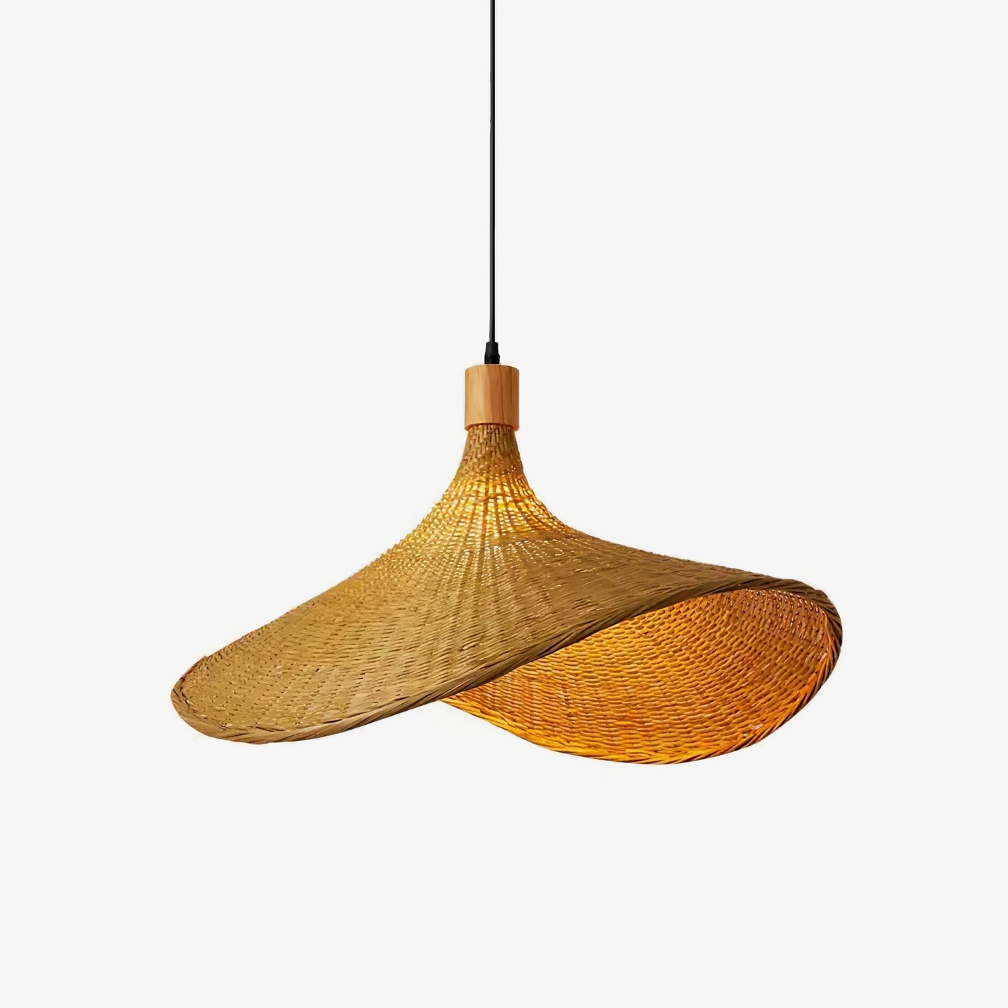 Rattan Weave Hat Pendant Light ∅ 15.8″ x H 11.8″ / Natural rattan pendant Lamp