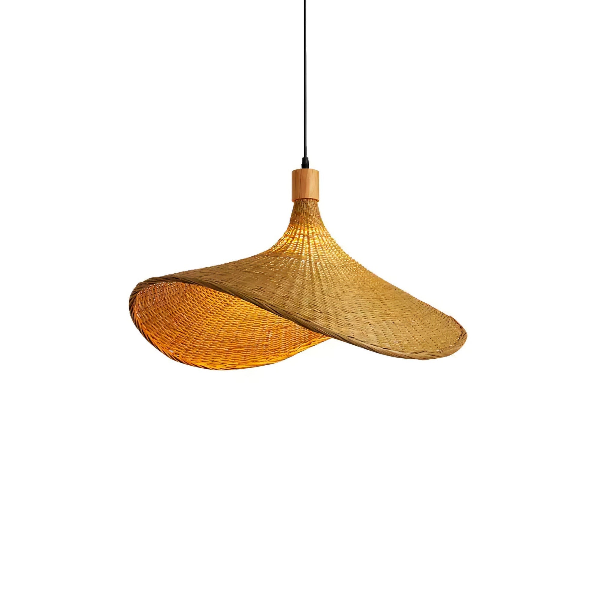 Rattan Weave Hat Pendant Light ∅ 13.7″ x H 11.8″ / Natural rattan pendant Lamp