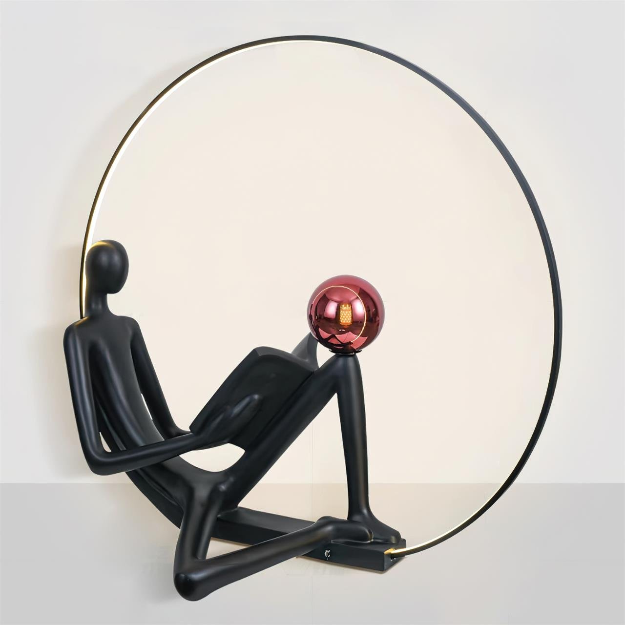 Reader Sculpture Floor Lamp ∅ 51.1″ x H 51.1″ / Dia 130cm x H 130cm / Black / US Plug Floor lamp