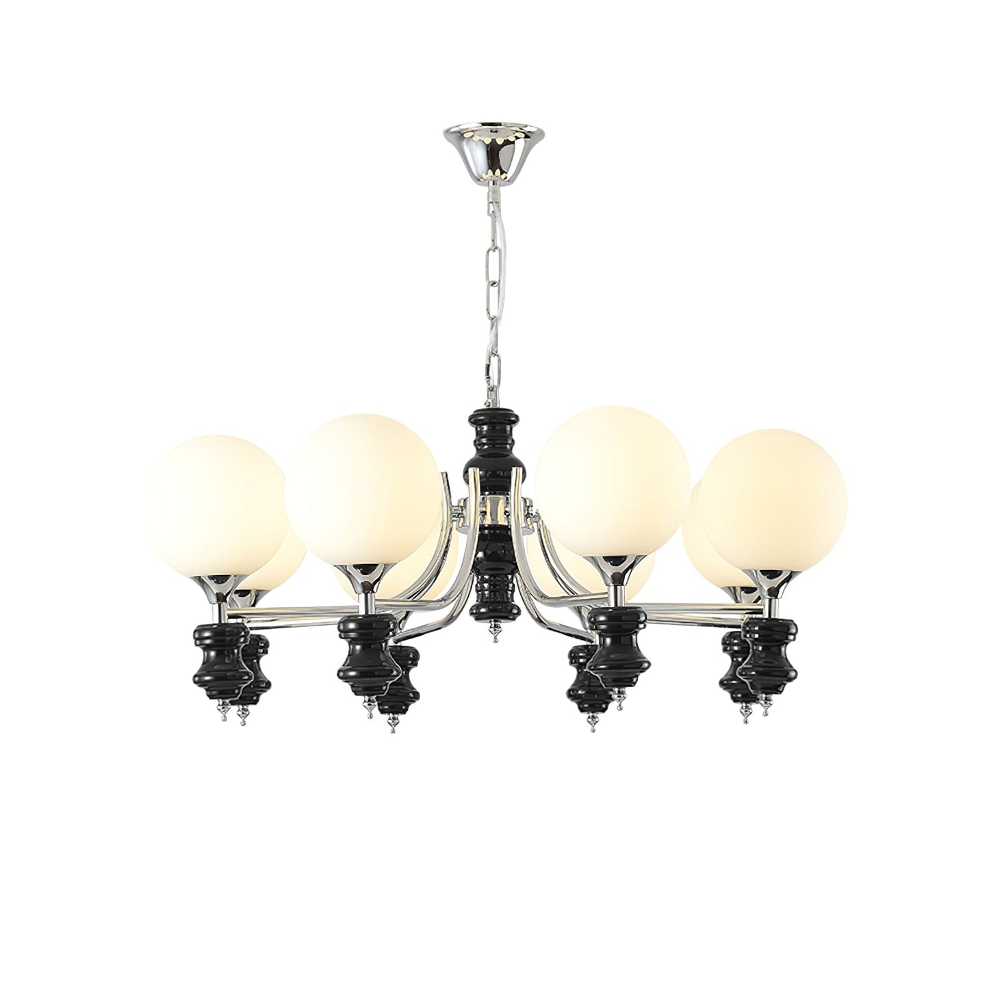 Regal Orb Chandelier 8 Heads ∅ 29.5″ x H 15″ / Dia 75cm x H 38cm / Black & Chrome Chandelier
