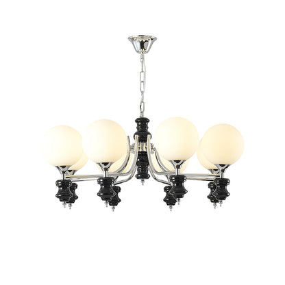 Regal Orb Chandelier 8 Heads ∅ 29.5″ x H 15″ / Dia 75cm x H 38cm / Black & Chrome Chandelier