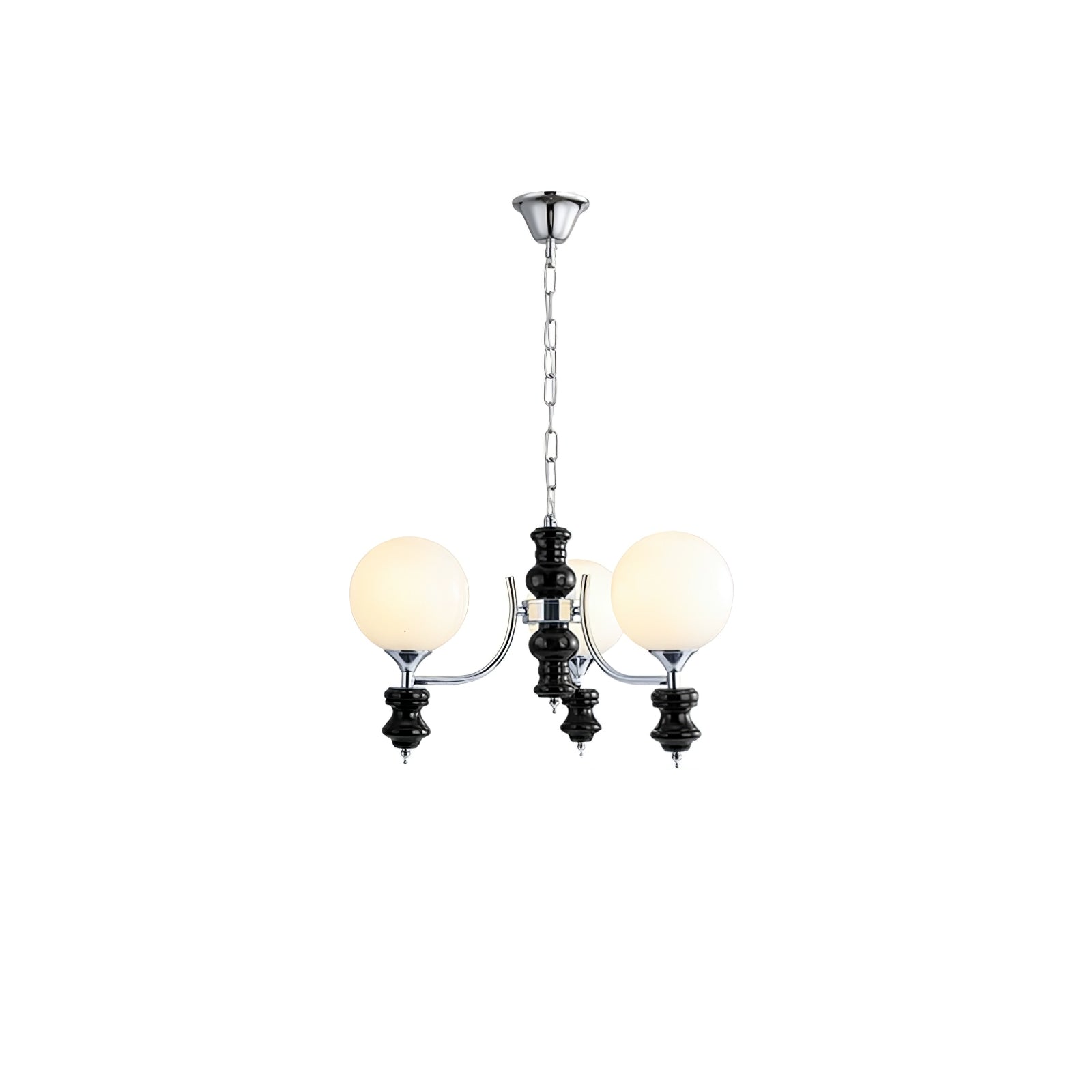 Regal Orb Chandelier 3 Heads ∅ 17.7″ x H 11.8″ / Dia 45cm x H 30cm / Black & Chrome Chandelier