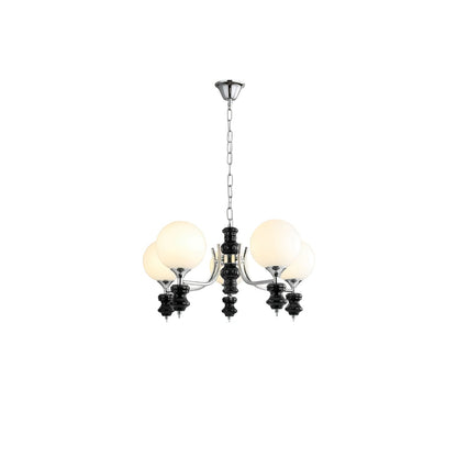 Regal Orb Chandelier 5 Heads ∅ 21.7″ x H 15″ / Dia 55cm x H 38cm / Black & Chrome Chandelier