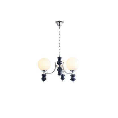 Regal Orb Chandelier 3 Heads ∅ 17.7″ x H 11.8″ / Dia 45cm x H 30cm / Blue & Chrome Chandelier