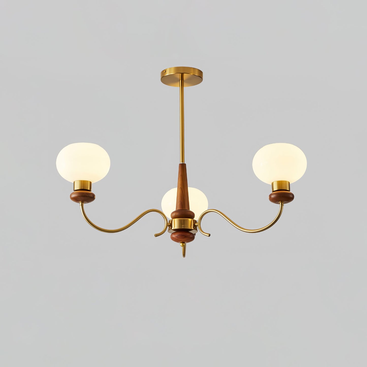Regency Globe Chandelier 3 heads ∅ 36.2″ x H 23.6″ / Walnut Color & Gold Chandelier
