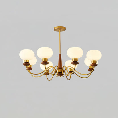 Regency Globe Chandelier 8 heads ∅ 41.3″ x H 23.6″ / Walnut Color & Gold Chandelier
