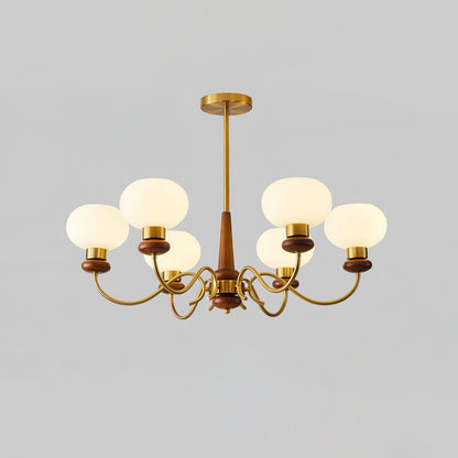 Regency Globe Chandelier 6 heads ∅ 36.2″ x H 23.6″ / Walnut Color & Gold Chandelier