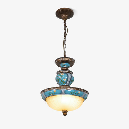 Retro Floral Resin Pendant Light ∅ 15″ x H 18.3″ / Dia 38cm x H 46.5cm / Blue Pendant light
