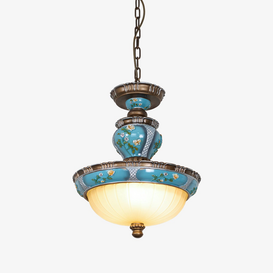 Retro Floral Resin Pendant Light ∅ 15″ x H 18.3″ / Dia 38cm x H 46.5cm / Blue Pendant light