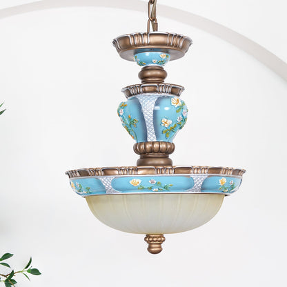 Retro Floral Resin Pendant Light ∅ 15″ x H 18.3″ / Dia 38cm x H 46.5cm / Blue Pendant light