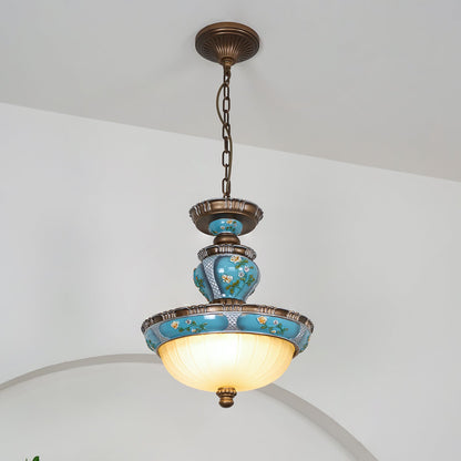 Retro Floral Resin Pendant Light ∅ 15″ x H 18.3″ / Dia 38cm x H 46.5cm / Blue Pendant light