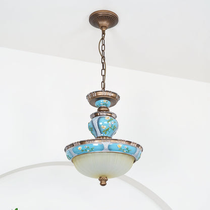 Retro Floral Resin Pendant Light ∅ 15″ x H 18.3″ / Dia 38cm x H 46.5cm / Blue Pendant light