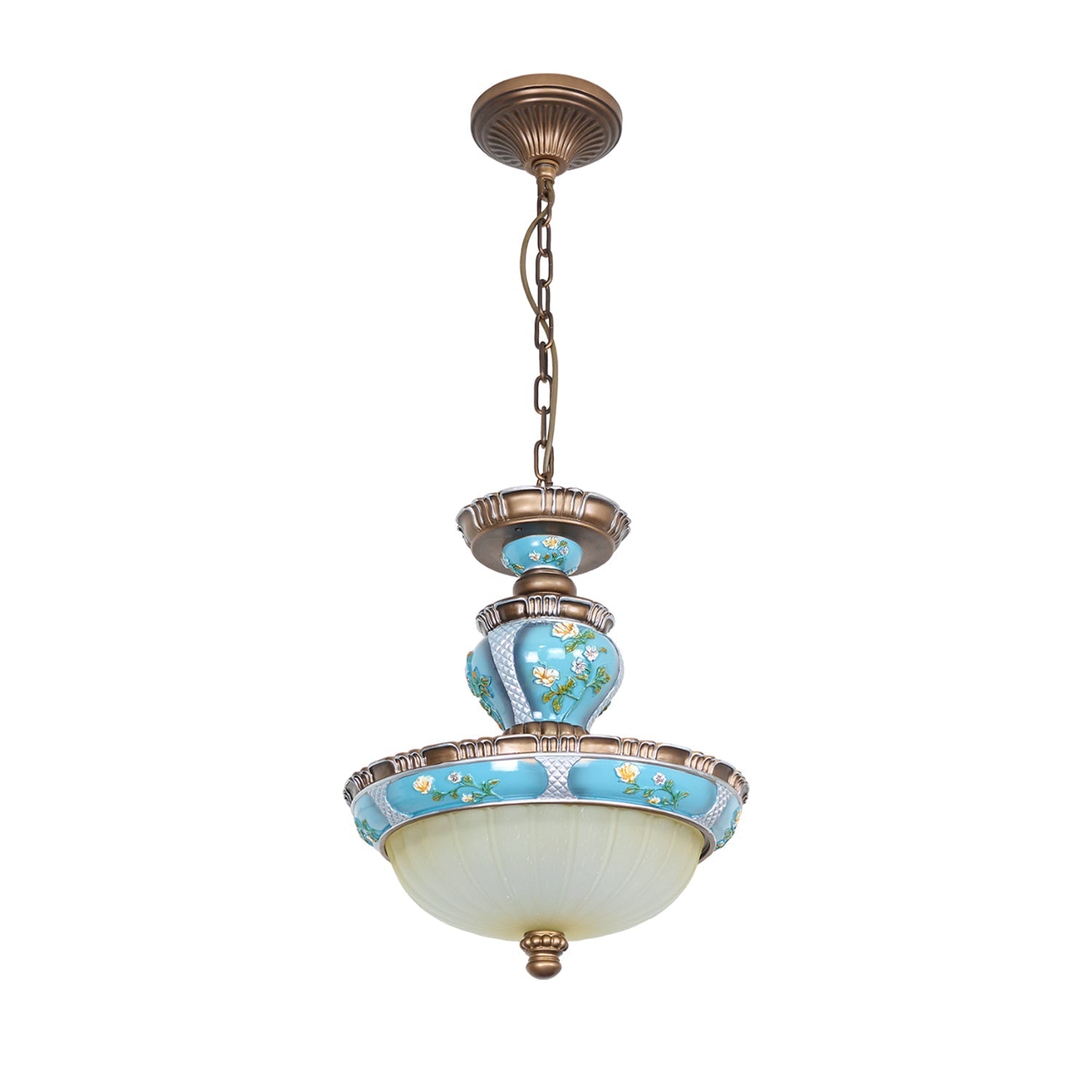 Retro Floral Resin Pendant Light ∅ 15″ x H 18.3″ / Dia 38cm x H 46.5cm / Blue Pendant light