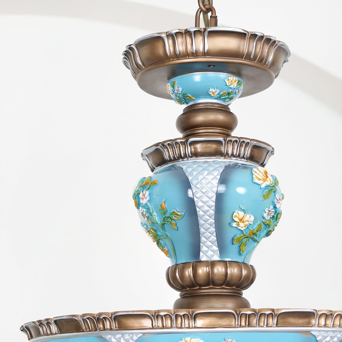 Retro Floral Resin Pendant Light ∅ 15″ x H 18.3″ / Dia 38cm x H 46.5cm / Blue Pendant light