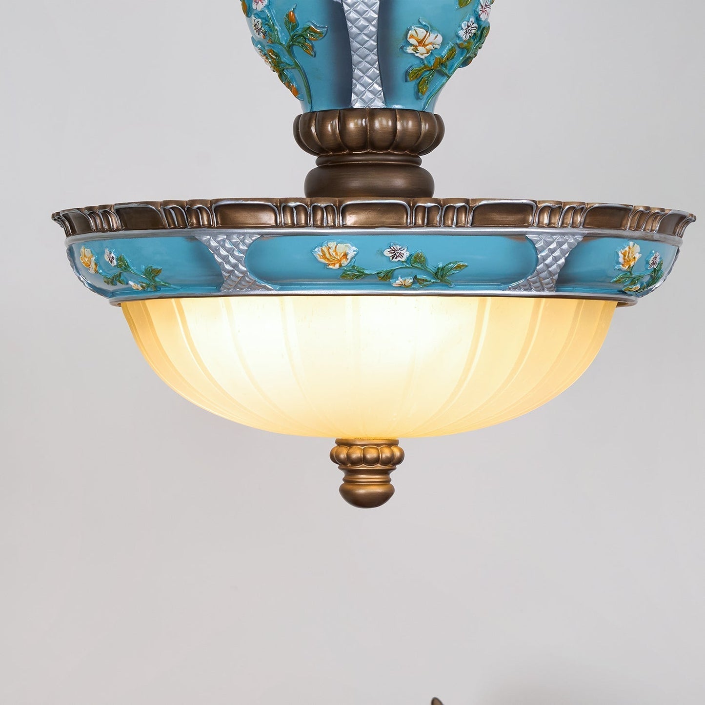 Retro Floral Resin Pendant Light ∅ 15″ x H 18.3″ / Dia 38cm x H 46.5cm / Blue Pendant light