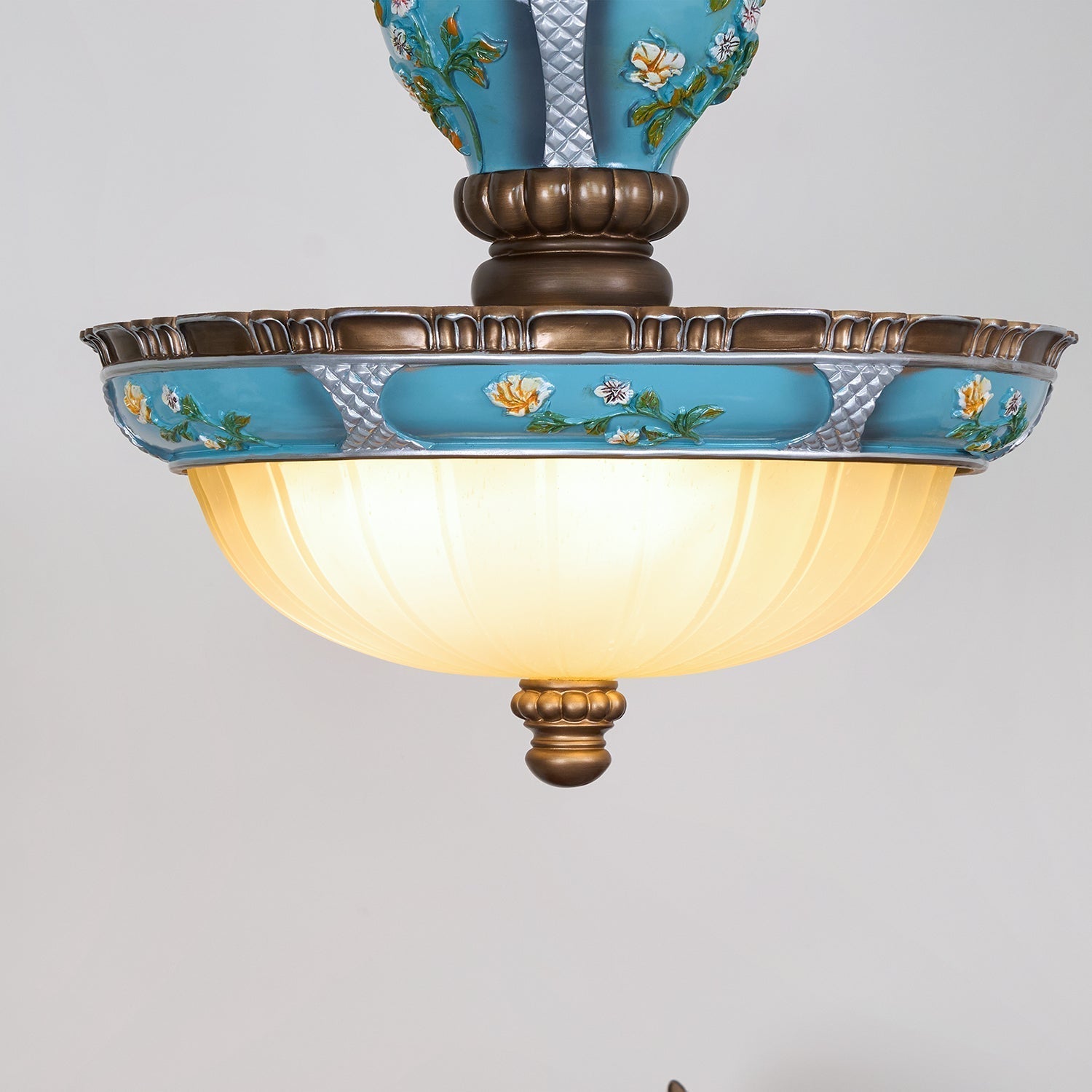 Retro Floral Resin Pendant Light ∅ 15″ x H 18.3″ / Dia 38cm x H 46.5cm / Blue Pendant light