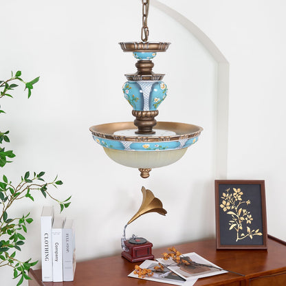 Retro Floral Resin Pendant Light ∅ 15″ x H 18.3″ / Dia 38cm x H 46.5cm / Blue Pendant light