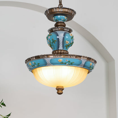 Retro Floral Resin Pendant Light ∅ 15″ x H 18.3″ / Dia 38cm x H 46.5cm / Blue Pendant light
