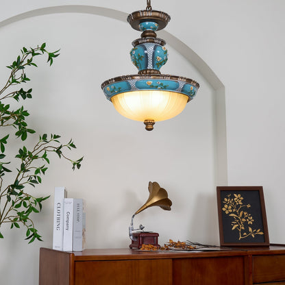 Retro Floral Resin Pendant Light ∅ 15″ x H 18.3″ / Dia 38cm x H 46.5cm / Blue Pendant light