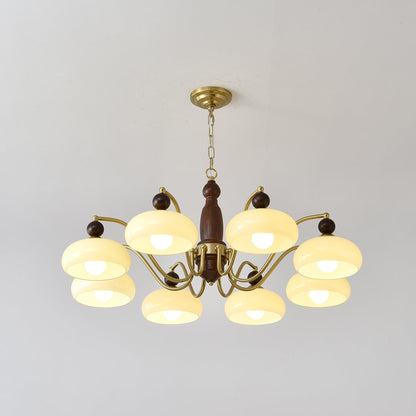 Revival Crown Chandelier 8 heads ∅ 41.3″ x H 15.4″ / Walnut Color & Gold Chandelier