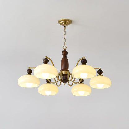Revival Crown Chandelier 6 heads ∅ 37.4″ x H 15.4″ / Walnut Color & Gold Chandelier