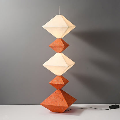 Rhombus Cube Floor Lamp ∅ 17.7″ x H 61″ / Dia 45cm x H 155cm / Orange & White / US Plug Floor lamp