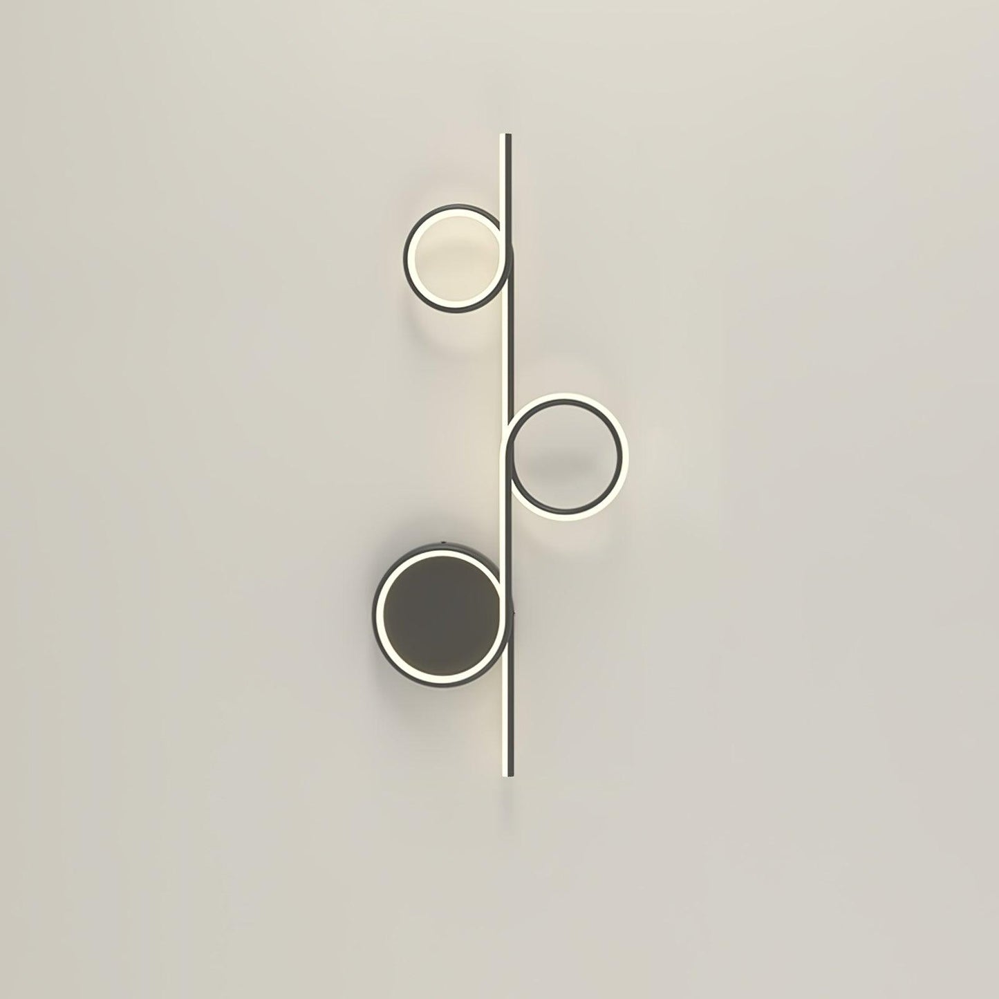 Rhythmic Line Wall Light 3 rings ∅ 23.6″ x H 12.6″ / Dia 60cm x H 32cm / Black / Three-Color Changing Light Wall lamp
