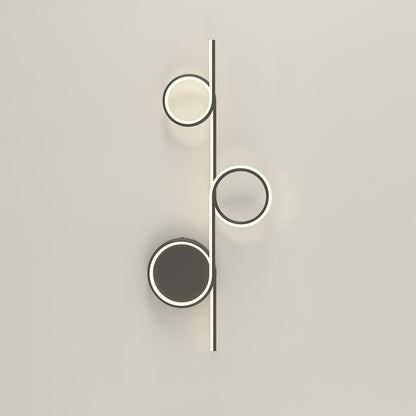 Rhythmic Line Wall Light 3 rings ∅ 31.5″ x H 12.6″ / Dia 80cm x H 32cm / Black / Three-Color Changing Light Wall lamp