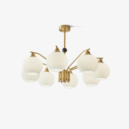 Ribbed Glass Gold Chandelier