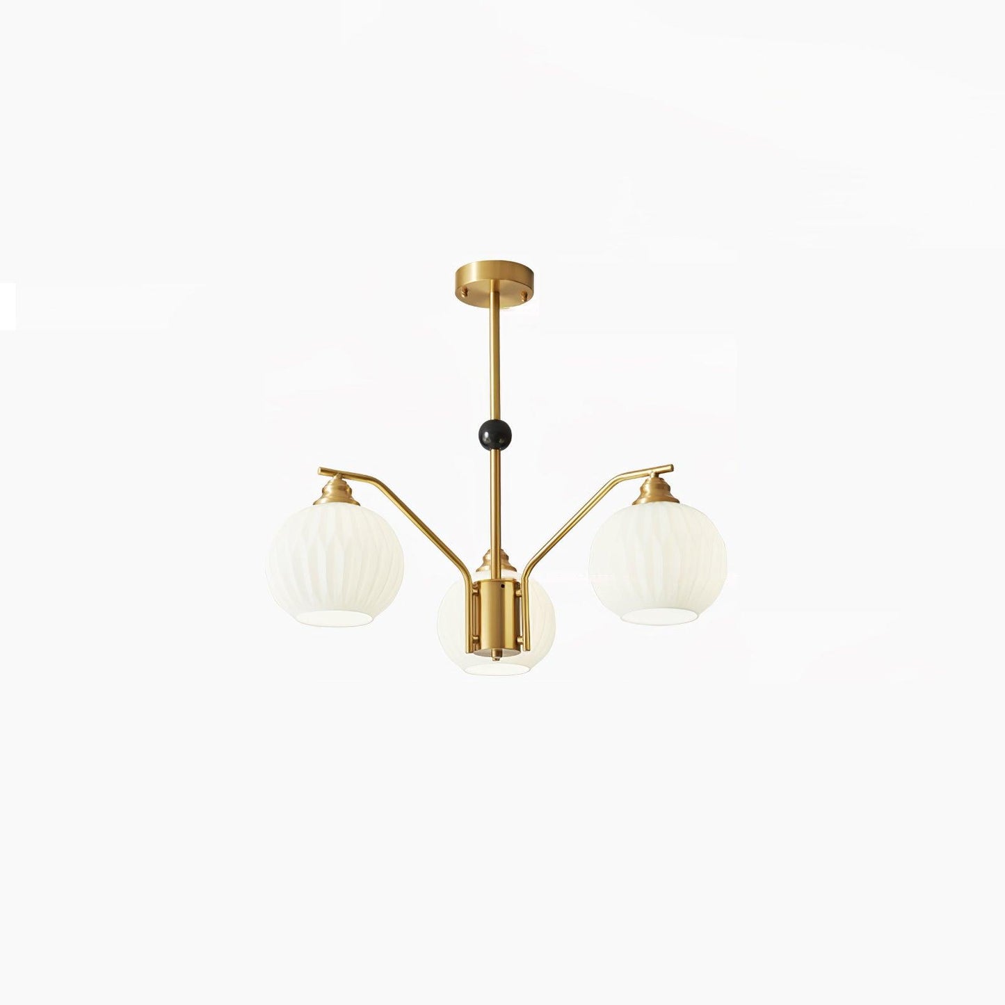 Ribbed Glass Gold Chandelier