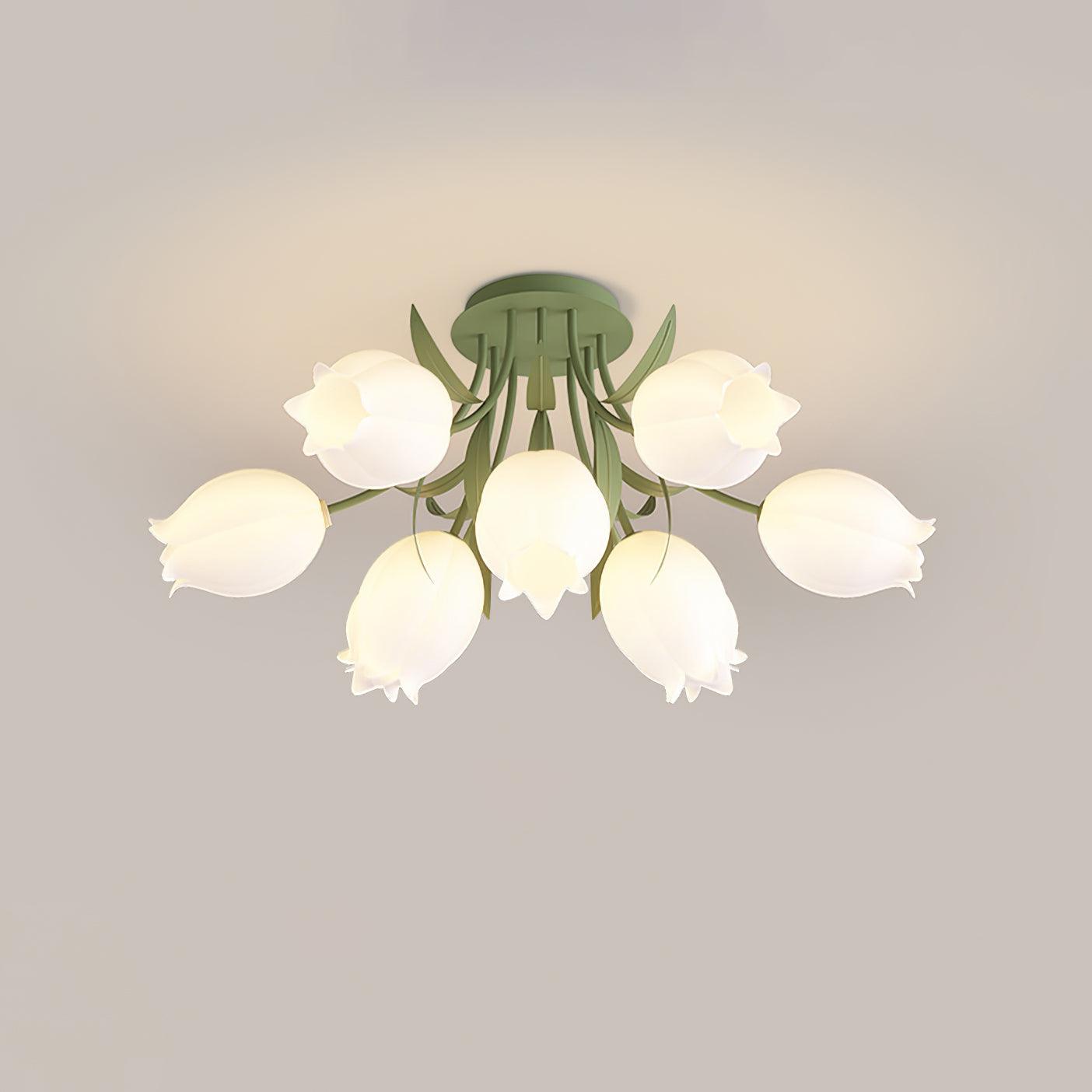 Ricko Ceiling Light 6 Heads ∅ 32.2″ x H 16.3″ / Green