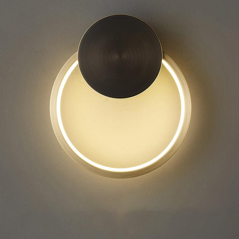 Ring Shaped LED Wall Light ∅ 7.9″ x H 9.1″ / Dia 20cm x H 23cm / Brass & Black / Three-Color Changing Light Wall lamp