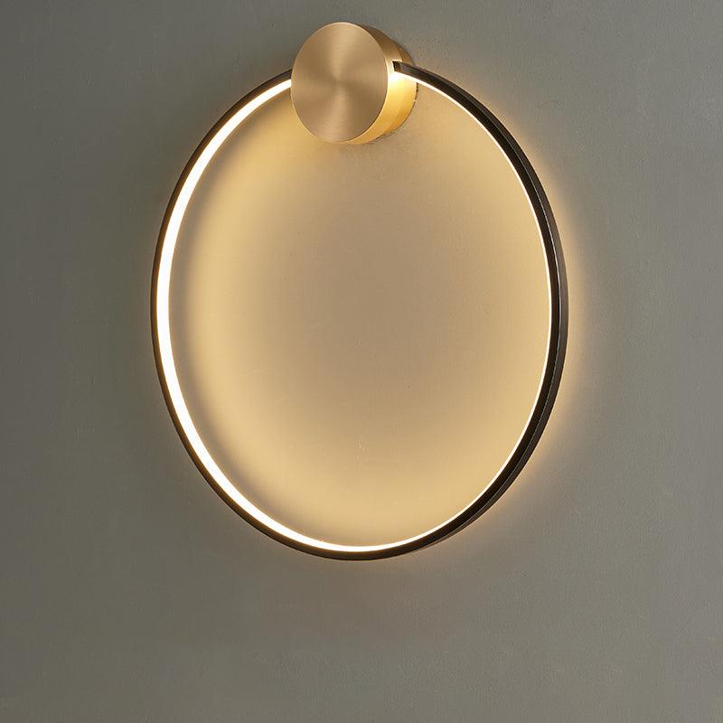 Ring Shaped LED Wall Light ∅ 19.7″ x H 20.1″ / Dia 50cm x H 53cm / Black & Brass / Three-Color Changing Light Wall lamp
