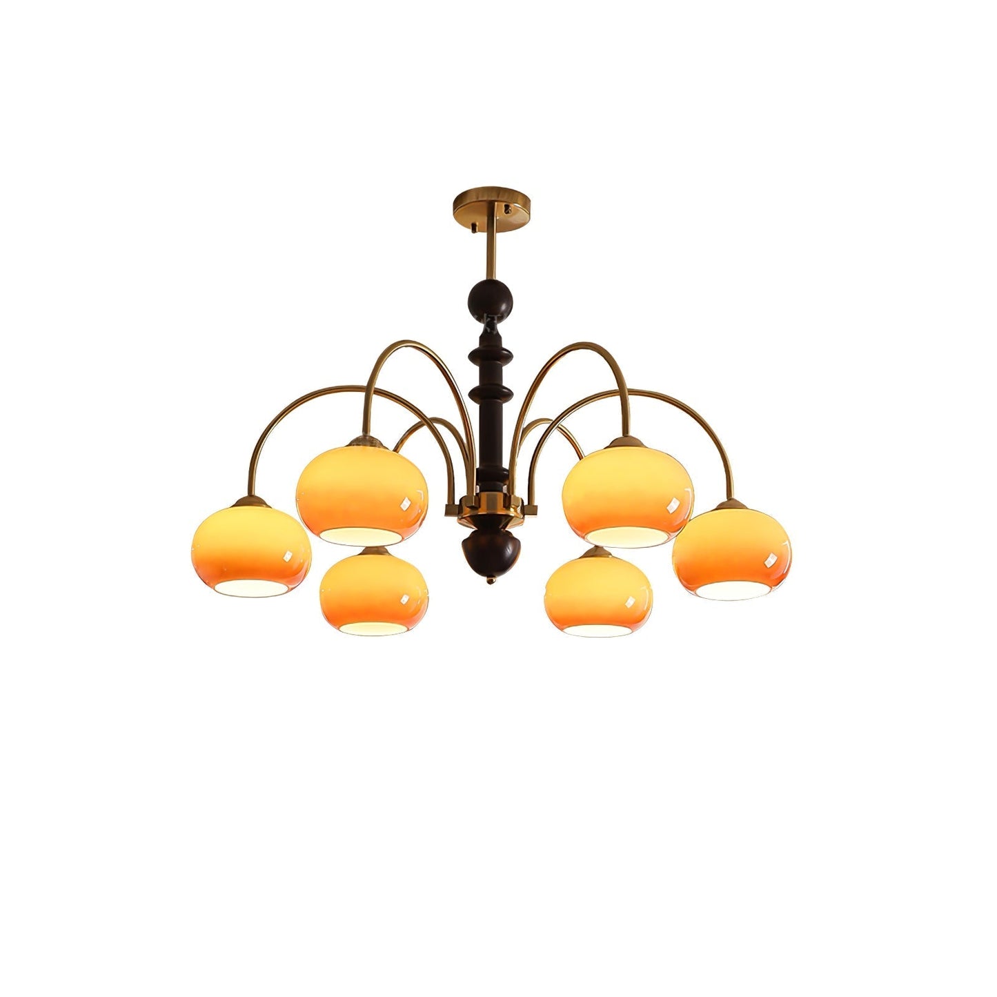 Ripe Persimmon Chandelier 6 heads ∅ 35.4″ x H 23.6″ / Walnut Color & Gold Chandelier