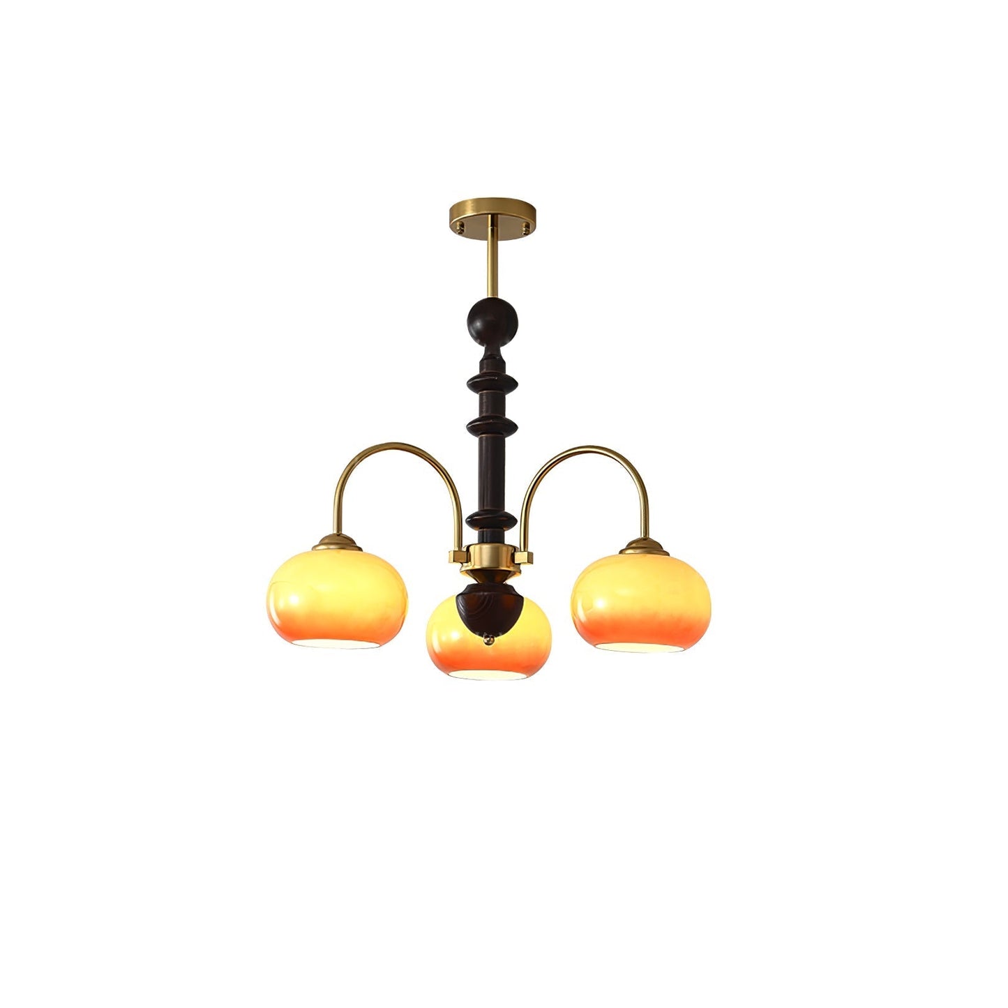 Ripe Persimmon Chandelier 3 heads ∅ 27.6″ x H 23.6″ / Walnut Color & Gold Chandelier