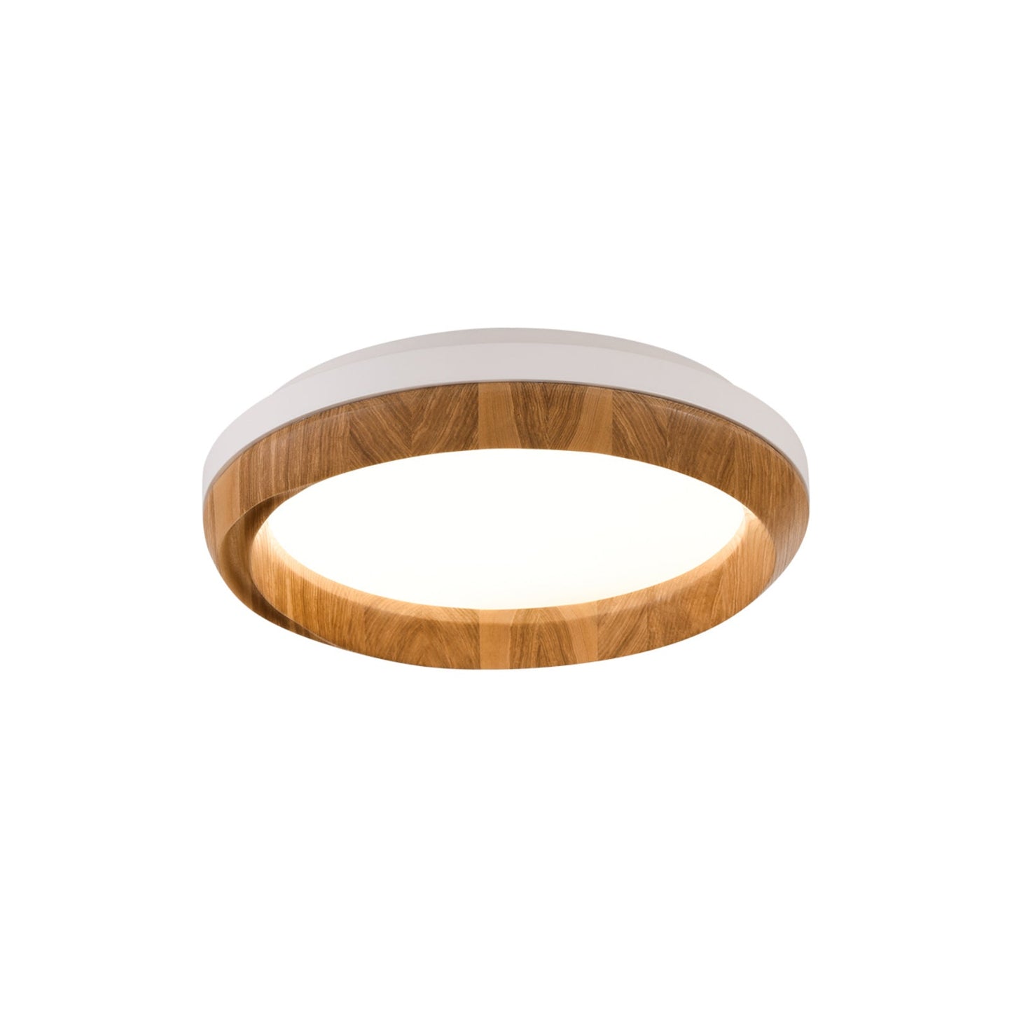 Ripple Wood Ceiling Light ∅ 17.7’’ x H 5.1’’ / White & Wood color / Warm Light Ceiling lamp