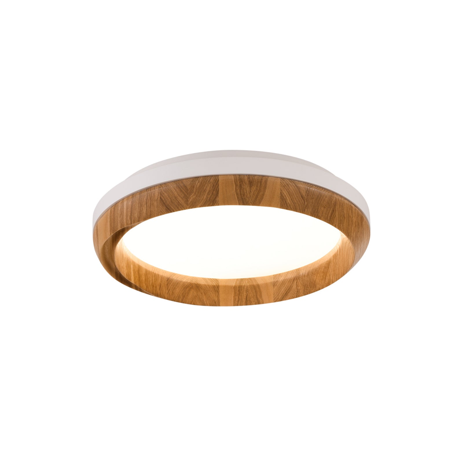 Ripple Wood Ceiling Light ∅ 17.7’’ x H 5.1’’ / White & Wood color / Warm Light Ceiling lamp