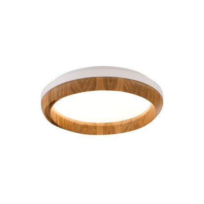 Ripple Wood Ceiling Light ∅ 17.7’’ x H 5.1’’ / White & Wood color / Warm Light Ceiling lamp