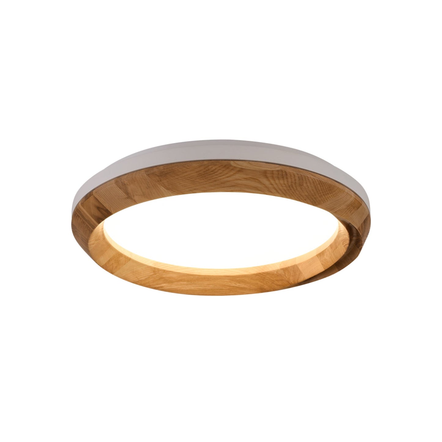 Ripple Wood Ceiling Light ∅ 23.6’’ x H 5.1’’ / White & Wood color / Warm Light Ceiling lamp