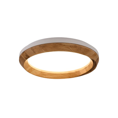 Ripple Wood Ceiling Light ∅ 23.6’’ x H 5.1’’ / White & Wood color / Warm Light Ceiling lamp