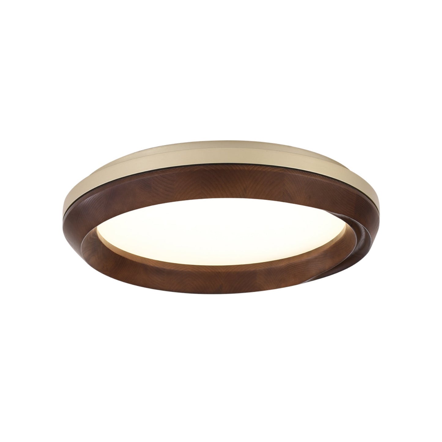 Ripple Wood Ceiling Light ∅ 23.6’’ x H 5.1’’ / Gold & Walnut Color / Warm Light Ceiling lamp