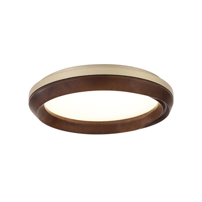 Ripple Wood Ceiling Light ∅ 23.6’’ x H 5.1’’ / Gold & Walnut Color / Warm Light Ceiling lamp