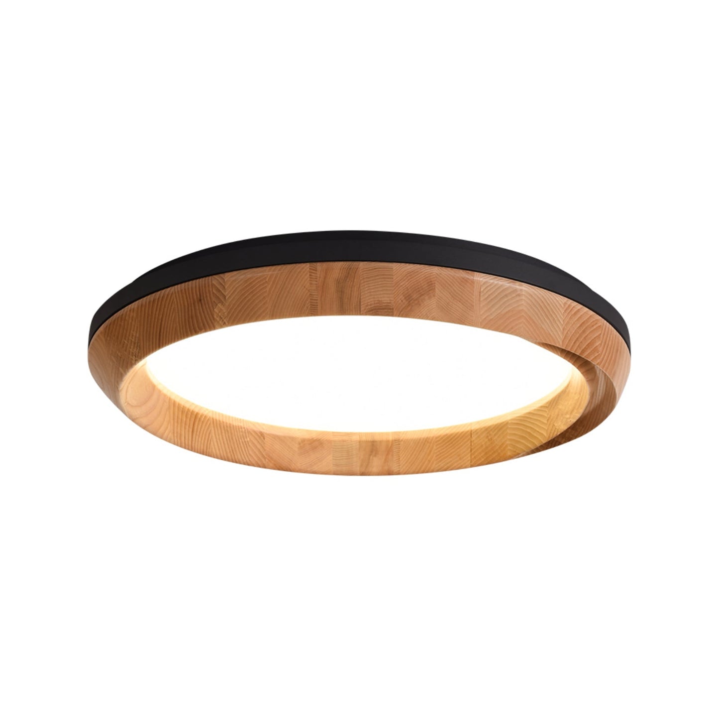 Ripple Wood Ceiling Light ∅ 31.5’’ x H 5.1’’ / Black & Wood color / Warm Light Ceiling lamp