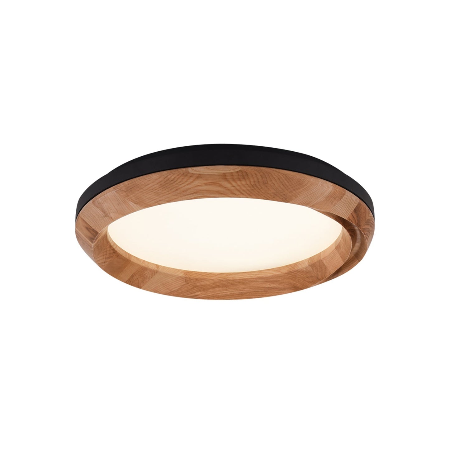 Ripple Wood Ceiling Light ∅ 23.6’’ x H 5.1’’ / Black & Wood color / Warm Light Ceiling lamp