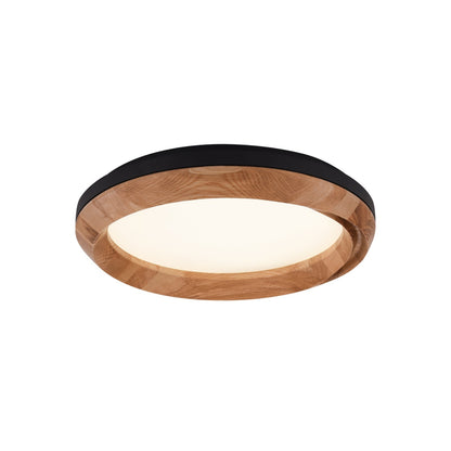 Ripple Wood Ceiling Light ∅ 23.6’’ x H 5.1’’ / Black & Wood color / Warm Light Ceiling lamp