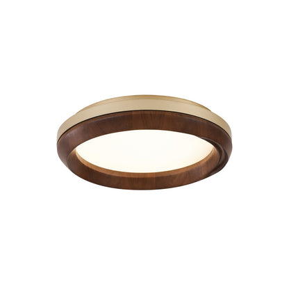 Ripple Wood Ceiling Light ∅ 17.7’’ x H 5.1’’ / Gold & Walnut Color / Warm Light Ceiling lamp