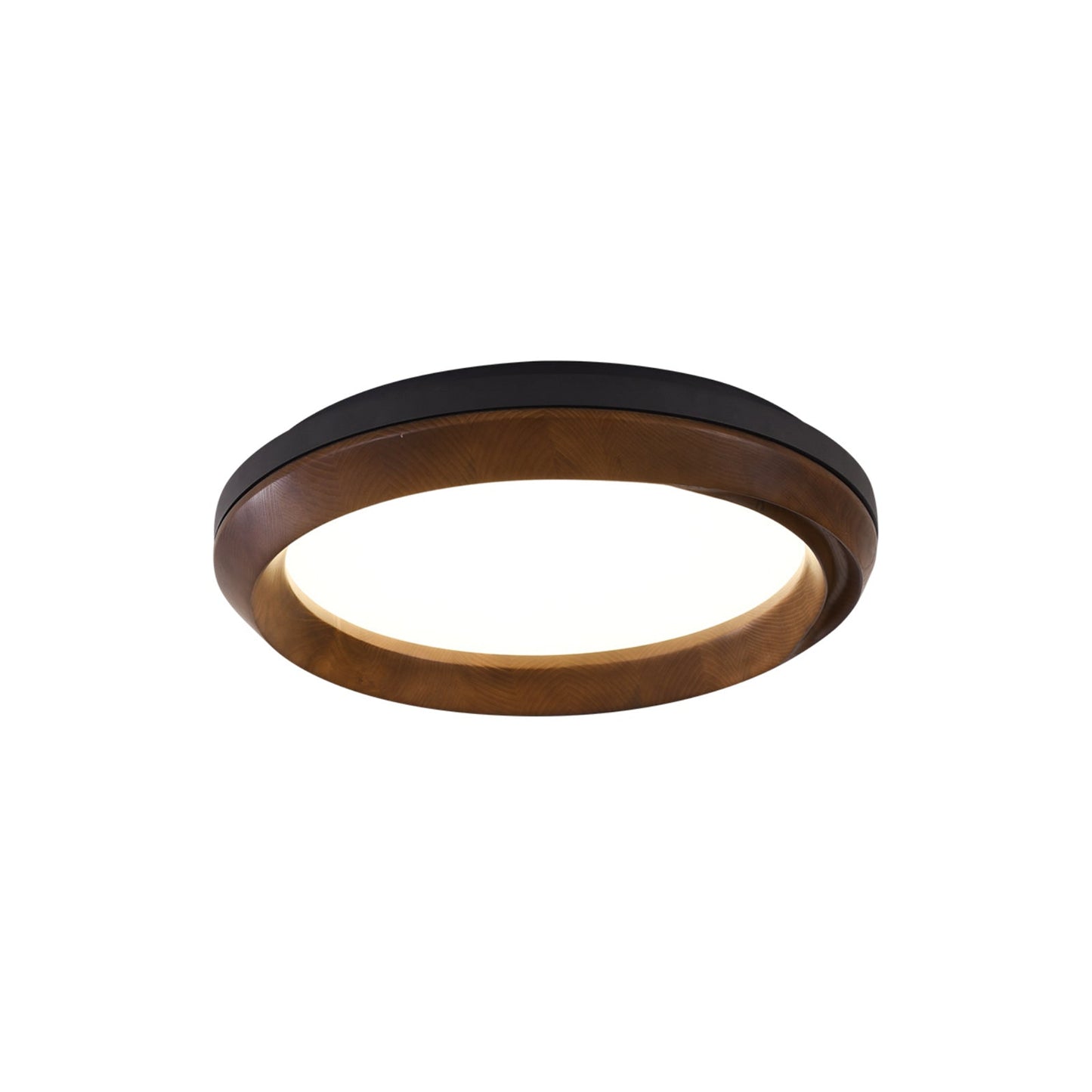 Ripple Wood Ceiling Light ∅ 17.7’’ x H 5.1’’ / Black & Walnut Color / Warm Light Ceiling lamp