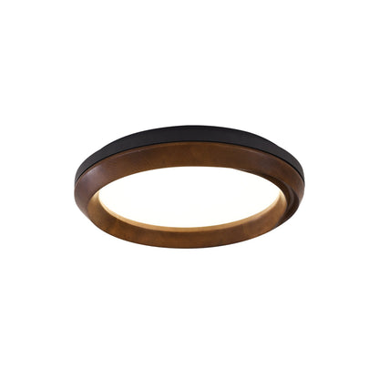 Ripple Wood Ceiling Light ∅ 17.7’’ x H 5.1’’ / Black & Walnut Color / Warm Light Ceiling lamp