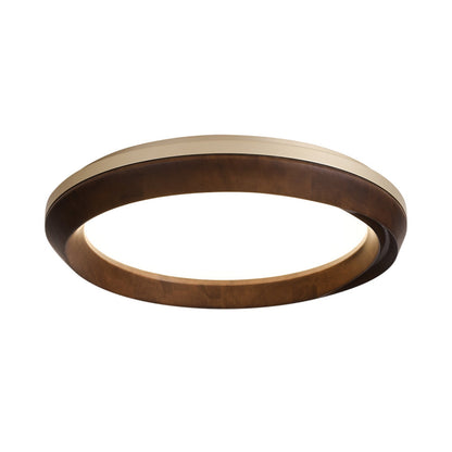 Ripple Wood Ceiling Light ∅ 31.5’’ x H 5.1’’ / Gold & Walnut Color / Warm Light Ceiling lamp